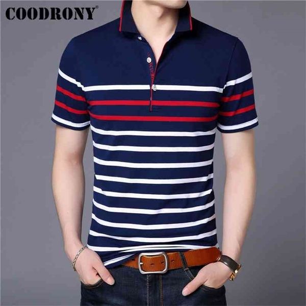 Coodrony Pamuk T Gömlek Erkekler Kısa Kollu T-Shirt Erkekler Yaz Sosyal Iş Rahat erkek T-Shirt Çizgili Tee Gömlek Homme S95101 210722