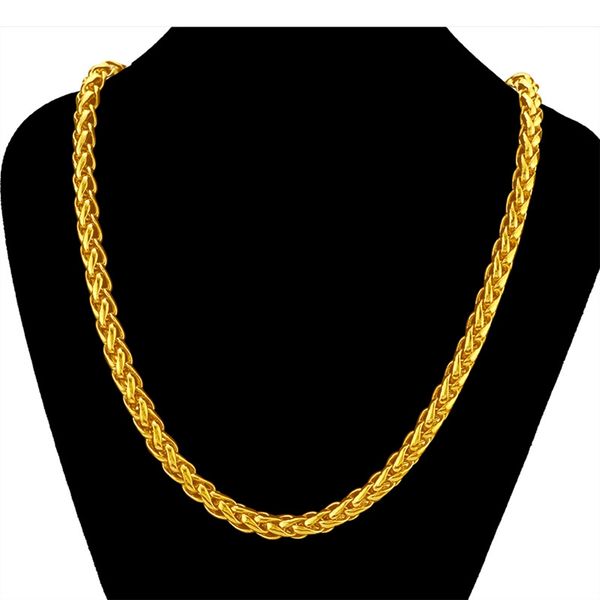 

byzantine chain necklace men jewelry 18k yellow gold filled classic male clavicle twisted chain gift 60cm long, Silver