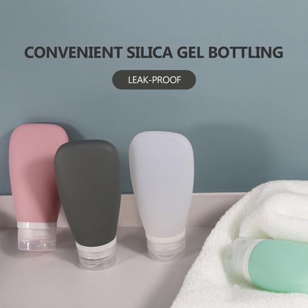 

1pc leak-proof empty silicone bottle bpa-refillable cosmetic jar travel portable shower gel shampoo 38/60/90ml storage bottles & jars
