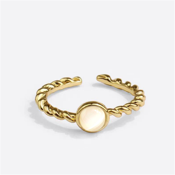

wedding rings minimalist female twist trend gold color metal cute opals adjustable open ring for women simple fashion girls jewelry gift, Slivery;golden