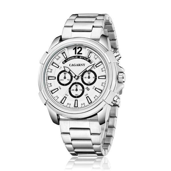

wristwatches men's stainless steel watch cagarny fashion sports quartz automatic date gift relogio montre femme, Slivery;brown