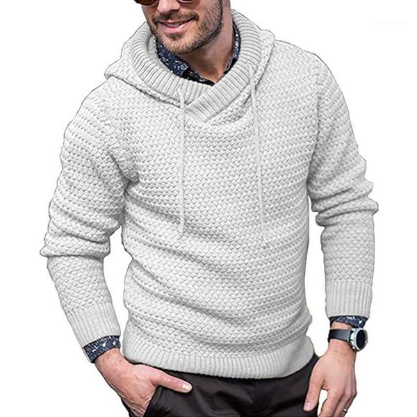 

men's hoodies & sweatshirts knitted hoodie 2021 pure color men long sleeve hooded sweater pullover oversized warm male casual outdoor s, Black