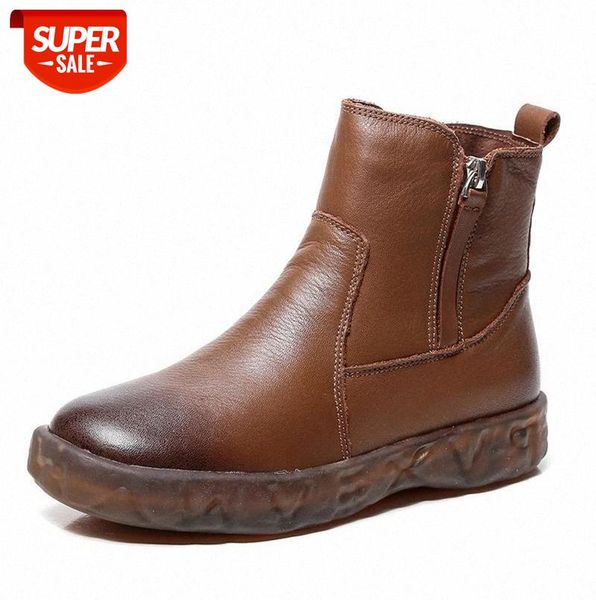 

fujin 2021 genuine leather soft boots zip for women winter plush fur warm women shoes ankle boots comfortable #f73k