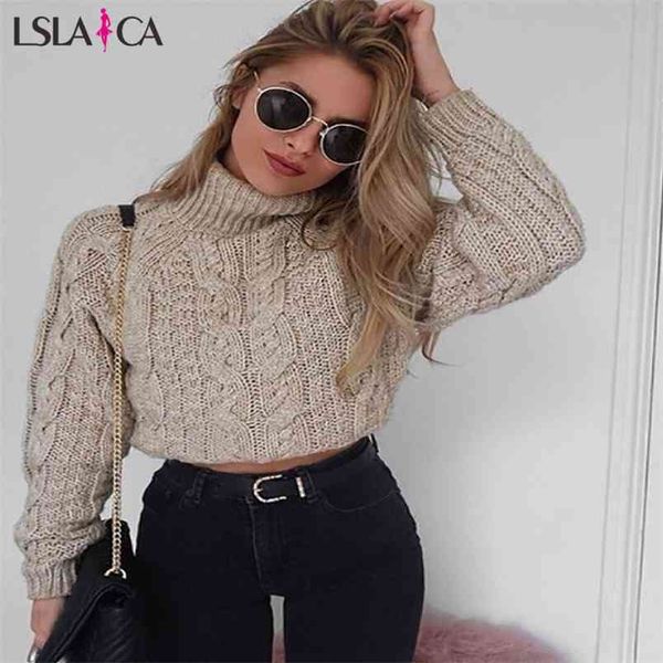 

knit sweater women long sleeve turtleneck casual fashion solid color wild elegant streetwear short 210515, White;black