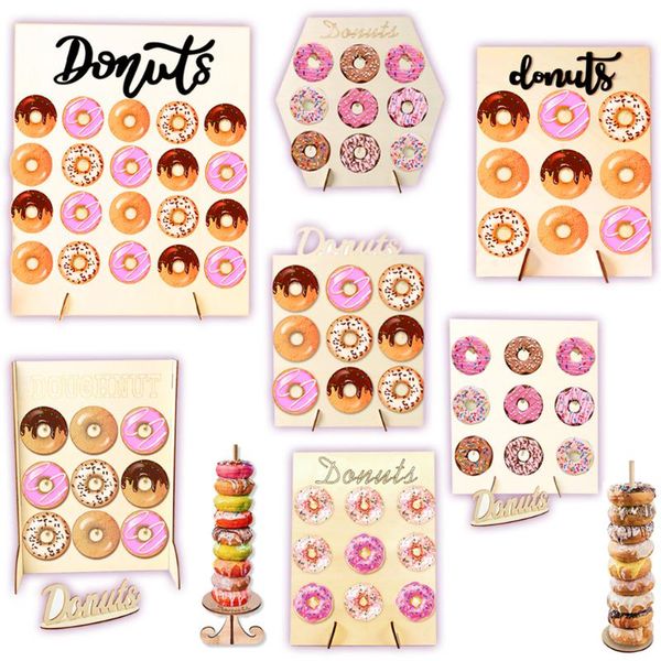 

wooden donuts wall stand sweet candy bar doughnut display holder baby shower kid birthday party decoration dessert table decor