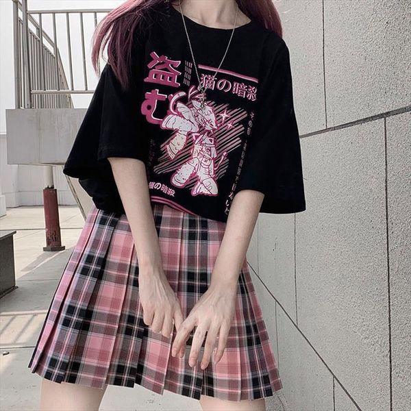 

album accessory [two piece womens tracksuits suit] jk suit summer personalized printing short sleeved pleated t shirt, skirt,, Gray