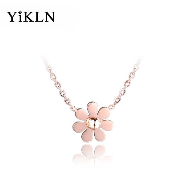 

chokers yikln classic rose gold color dazzling daisy flower neckalce stainless steel lovely pendant jewelry for women n17012, Golden;silver