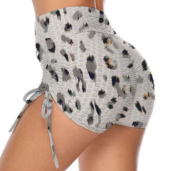 

women's shorts women high waisted ruched yoga bulifting textured leopard pants 50ld, White;black