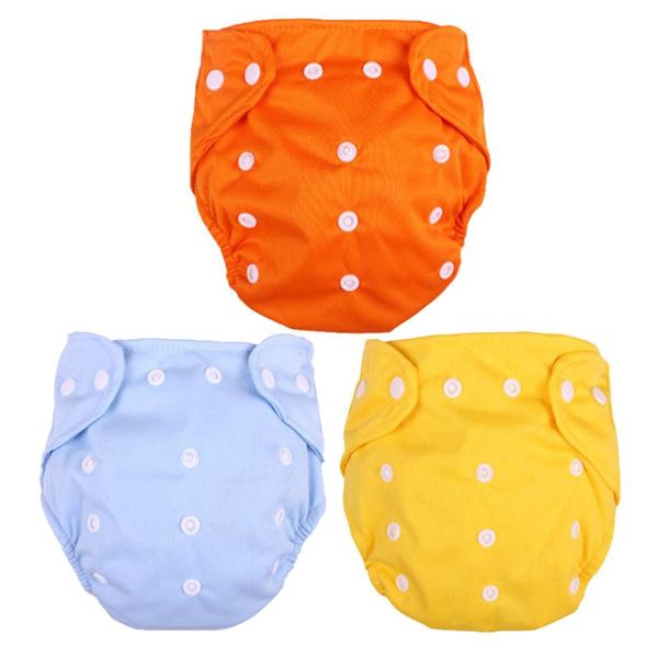 

cloth diapers 3 pcs baby washable reusable nappies adjustable for (1pc yellow diape