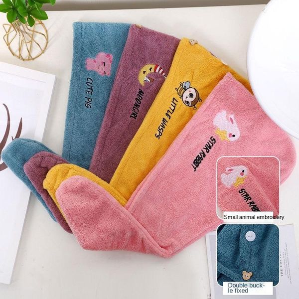 

shower caps women's bath cap hair towel double button lovely embroidery thickened headband quick drying water absorption dry