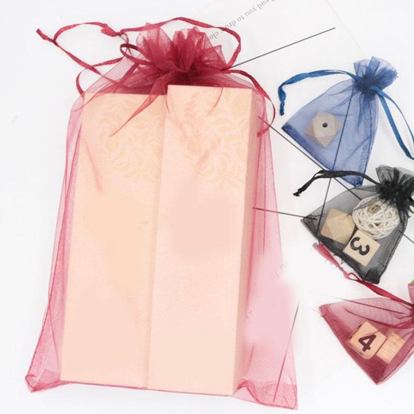 

100pcs/set drawsting bag 4 sizes storage organza jewelry packaging bags party decoration drawable gift pouches random color wrap
