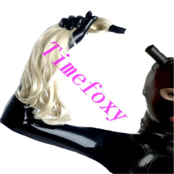 

party masks 100%latex mask hood fetish removable ponytail cosplay hand-made