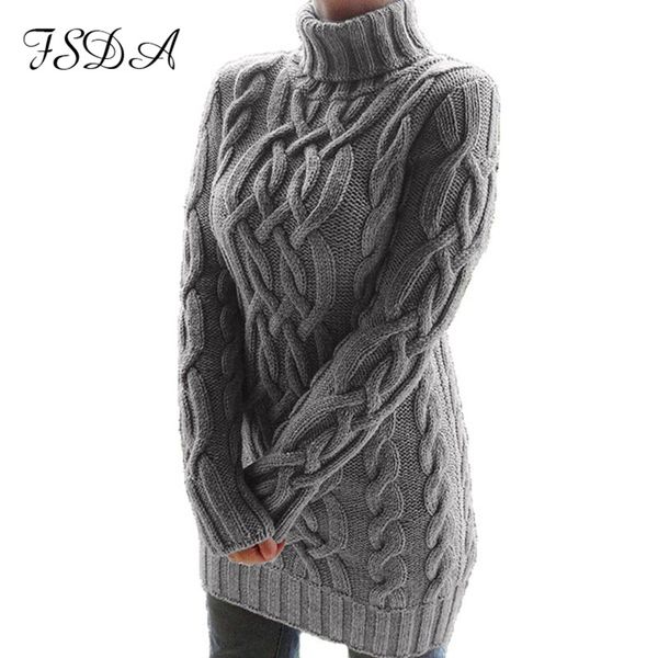 

20212021 long sleeve knit dress sweater women turtleneck autumn winter khaki gray loose oversized casual mini dresses, Black;gray