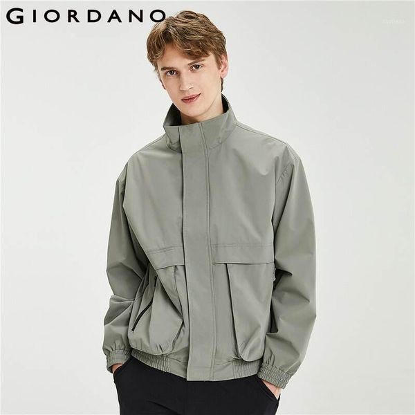 

giordano men jackets dropped shoulder stand collar cargo pocket jacket windpoof soild short chaquetas hombre 01071069 men's, Black;brown