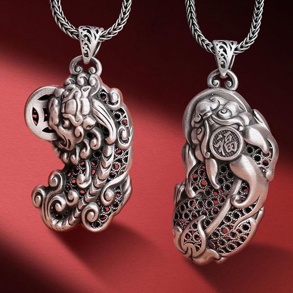 

chains pendant men and women lucky transit necklace men's trendy personality retro amulet jewelry accessories, Silver