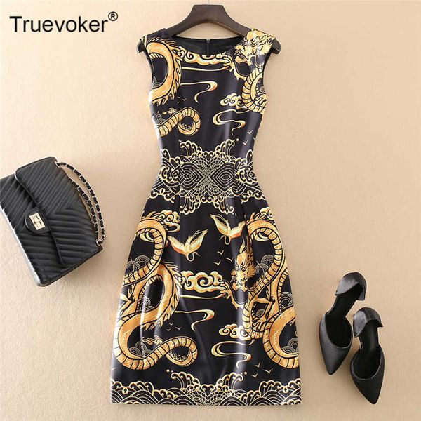 

truevoker summer runway holiday party dresse's vintage totem printed 2xl female festa vestidos 210602, Black;gray