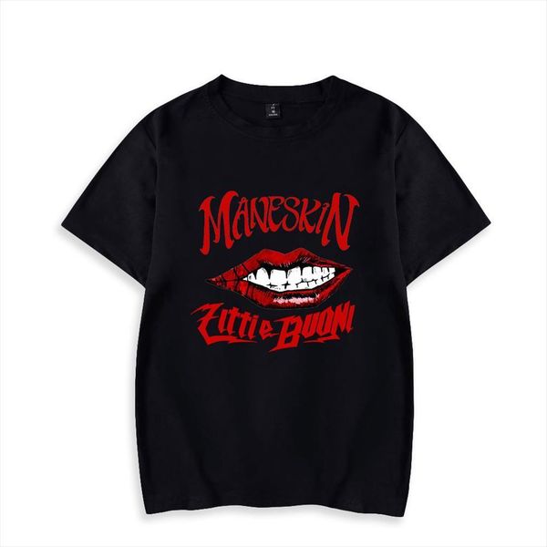 

maneskin o neck mens t shirt summer short sleeve women harajuku streetwear fashion clothes plus size, White;black