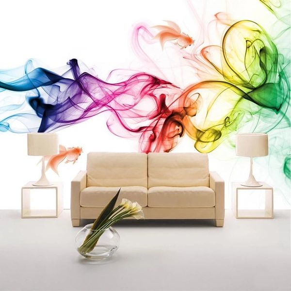 

custom mural 3d self adhesive wallpaper modern abstract geometric color smoke art wall living room sofa tv background waterproof wallpapers