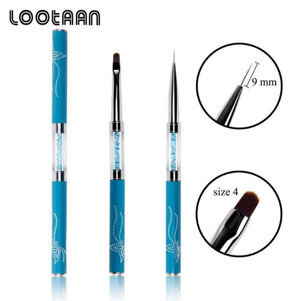 

lootaan 1 pc double-head acrylic nail art liner painting drawing brush 9 mm uv gel oval #4 manicure pen tool1, Yellow