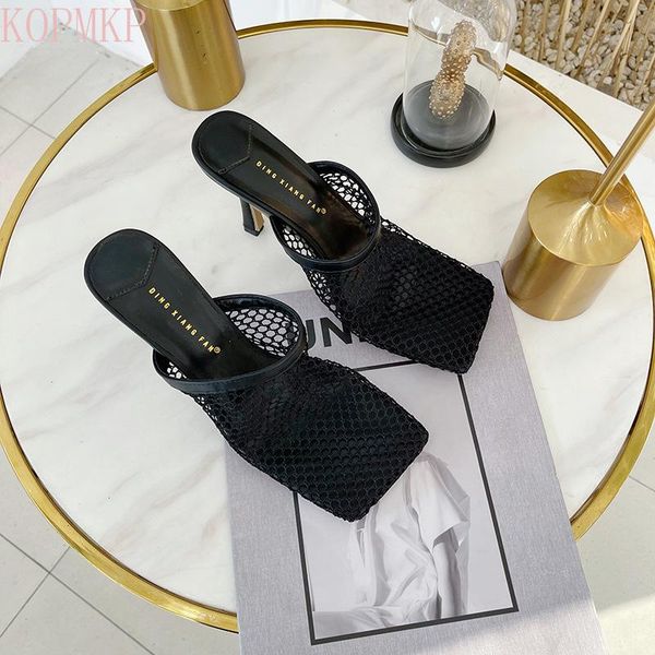 

slippers the summer fashion baotou high-heeled web celebrity with a simple square head semi-drag outdoor sandals, Black