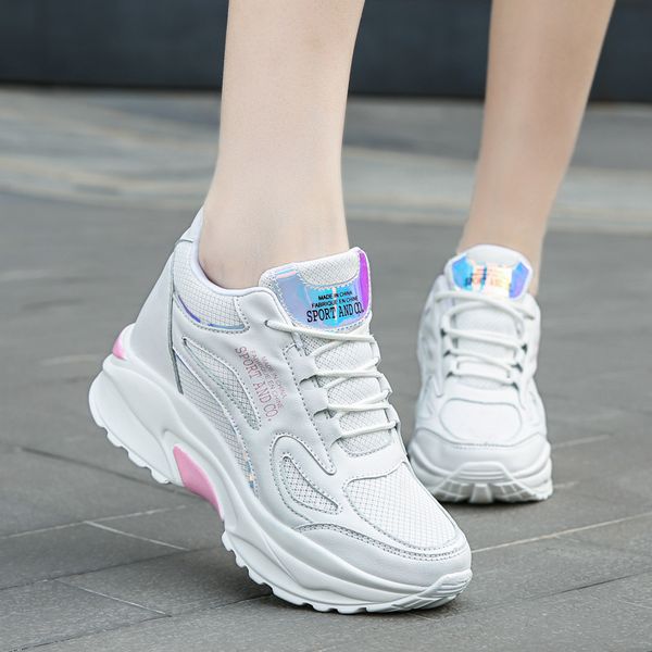 

fashionable women's inner heightening shoes low mesh casual sports breathable outdoor travel