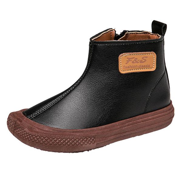 

kids boots children shoes girls boys footwear autumn winter baby short boot leather wear student shoe vintage b8999, Black;grey