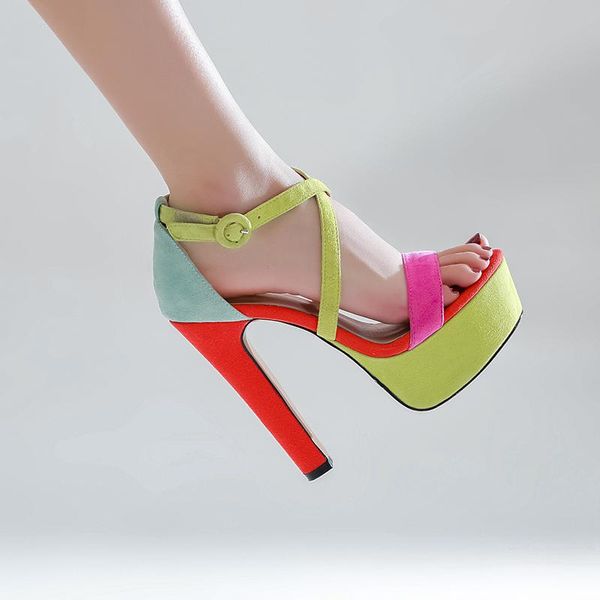 

lady high heels gladiator sandals platform colorful summer for women party shoes woman, Black