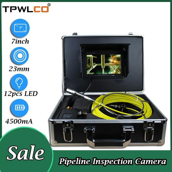 

20m cable 23mm mini camera hd 1000tvl cmos lens waterproof underwater industrial pipe sewer drain wall video plumbing system 7" ip came