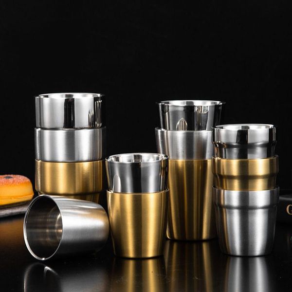 

mugs 2pcs stainless steel beer cup coffee mug double wall milk tea juice for kids water