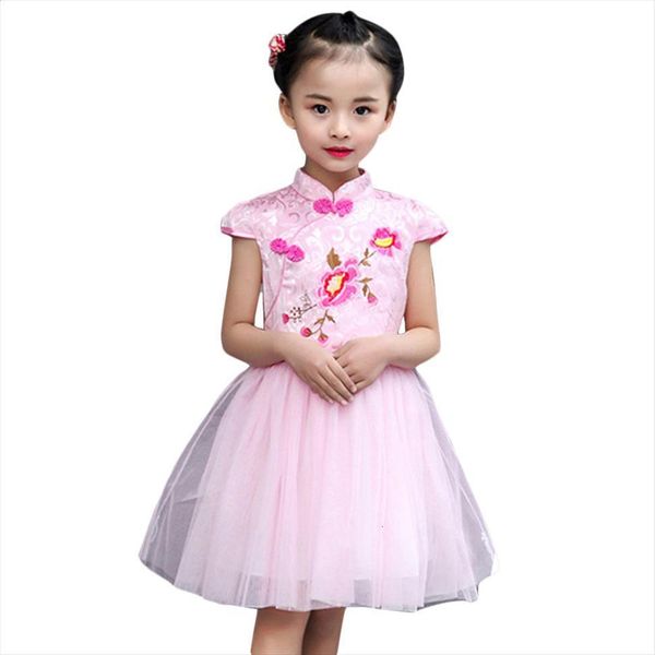 

princess for kid girls floral girl dresses kids summer mesh 6 8 12 years chinese style clothing, Red;yellow