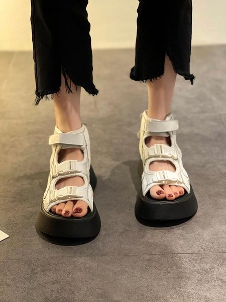 

sandals women's platform shoes flat lace up cross tied style summer holiday wild woman black sneakers