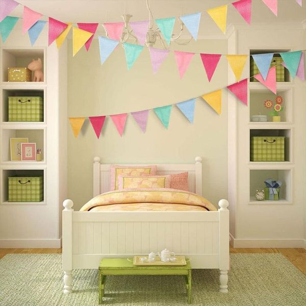 

party decoration 12 flags colorful pennants wedding happy birthday year banner indoor parties outdoor garden supply