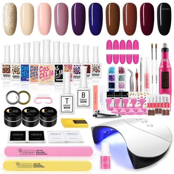 

professional nail lamp kit with gel polish soak off manicure tools set electric drill semi permanent kits1