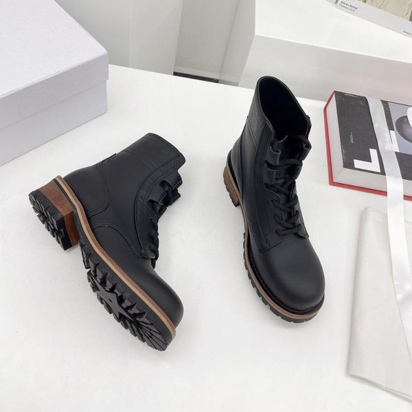 

boots 2021 winter women's leather lace-up short fashionwomen's 35-41, Black