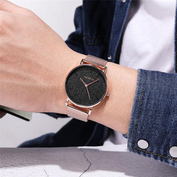 

wristwatches fashion casual watch men womens metal hour quartz wristwatch simple montre femme mesh black stainless steel bracele, Slivery;brown