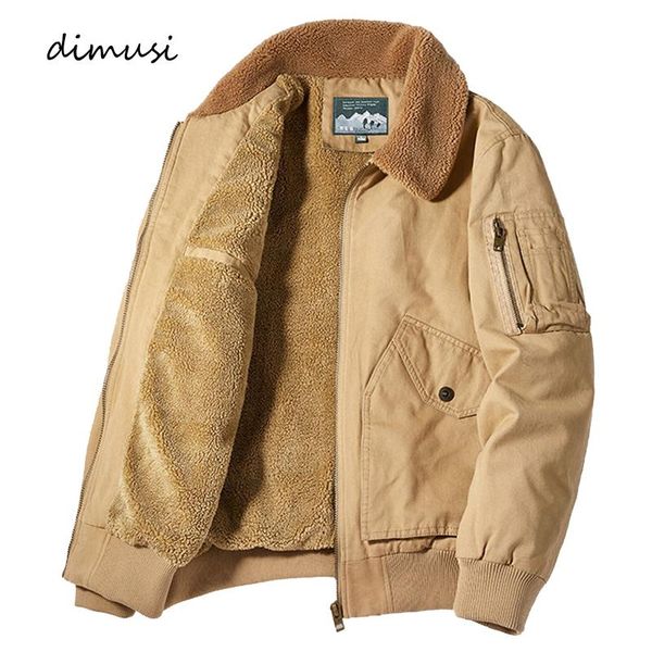 

men's jackets dimusi winter bomber jacket casual male outwear fleece fur collar warm coats fashion retro military man clothing, Black;brown
