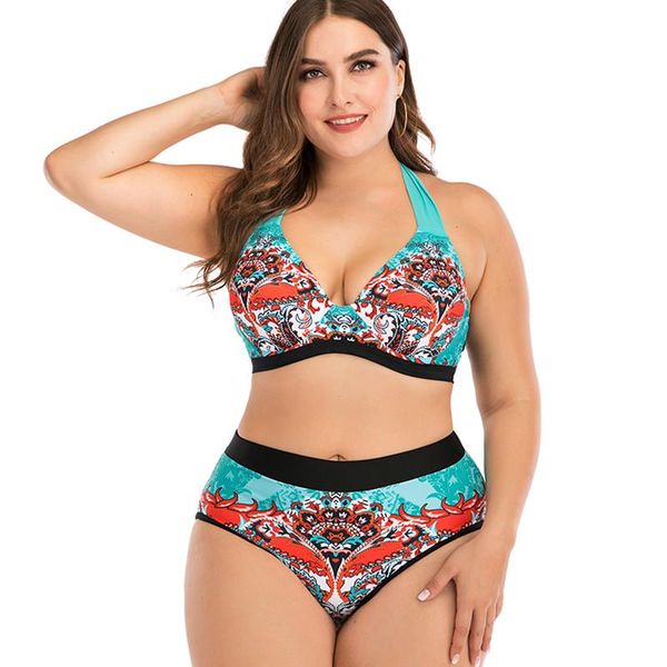 

women's vintage bikini set padded push up swimwear plus size two piece swimsuit female beachwear bathing suit l xl xxl xxxl 4xl one-pie