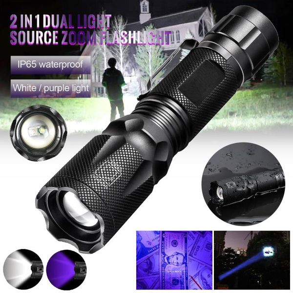 

flashlights torches 900lm 2in1 led fishing torch outdoor super bright powerful rechargeable campingtorch bulit-in18650 battery