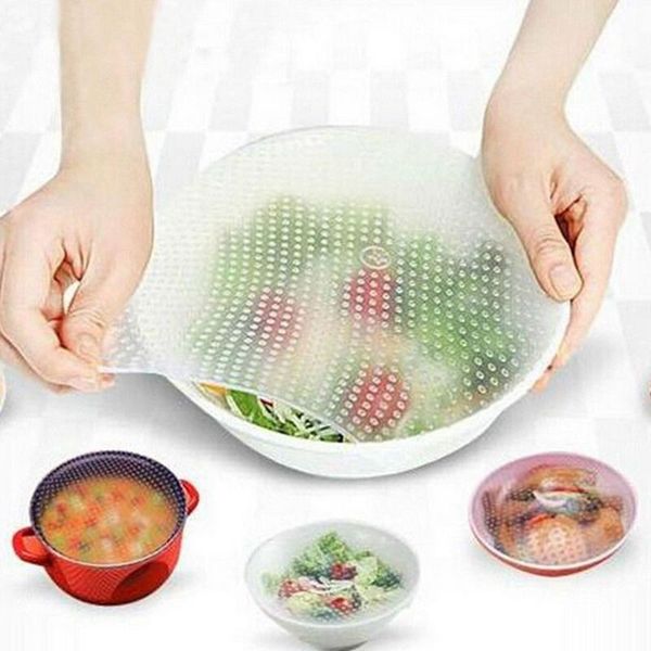 

kitchen storage & organization 4 piece set silicone wrap film refrigerator sealed multifunctional bowl lid