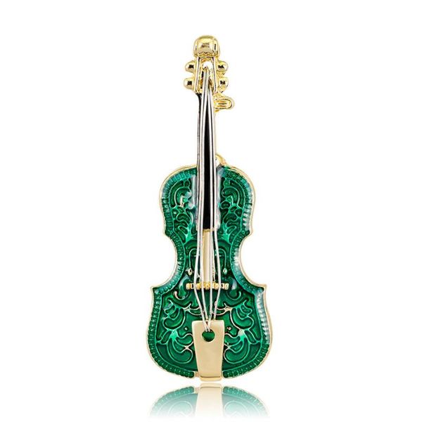 

pins, brooches fashion individual all-matched green violin brooch alloy metal fibula clothing accessories delicate ornament g486, Gray