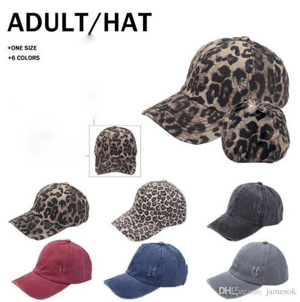 

woman ponytail baseball cap 6 styles washed cotton ball cap fashion leopard high messy hat db313, Blue;gray