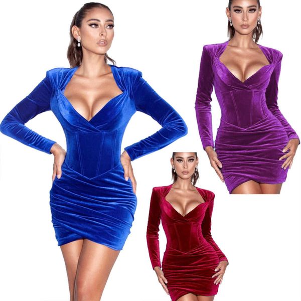 

women's 2020 autumn winter new long sleeve fishbone pleated korean velvet dress, White