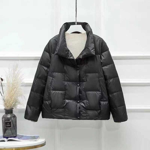

2021 autumn winter off season stand collar light down et women's loose warm white