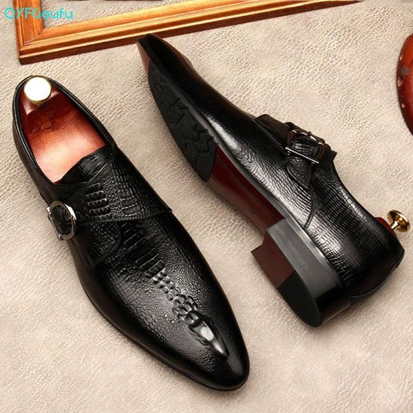 

dress shoes keluote italian buckle genuine leather mens oxford male party wedding office black brown brogue formal