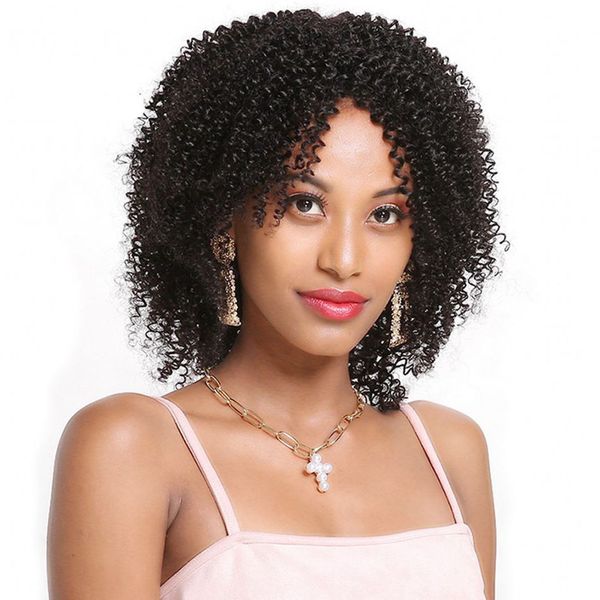 

indian human hair curly t part wigs 13x4x1 lace pre plucked hairline short remy wig for black women, Black;brown