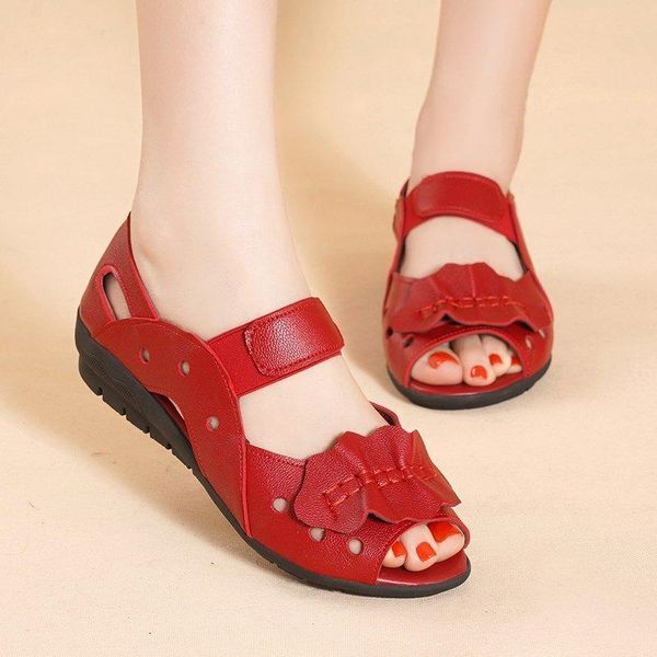 

sandals summer women's casual flat mother soft bottom with ladies shoes, Black