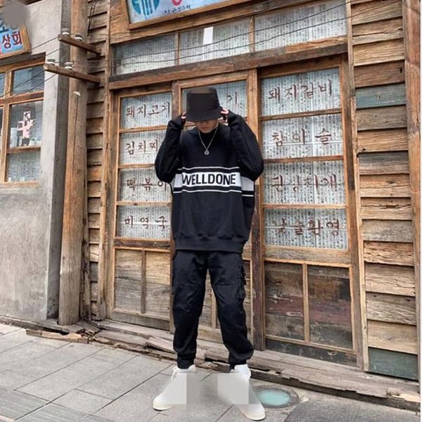 

men's hoodies & sweatshirts 2021 autumn casual men sweatshirt high street print loose women pullovers fashion cotton reflective t1163, Black