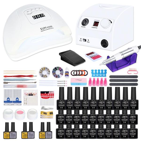 

nail art kits manicure set for kit with 54w uv led lamp drying 35000rpm drill machine gel polish tools
