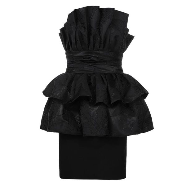 

two piece dress summer set bandage fashion women 2 bodycon skirt ruffles mini ladies clothes, White