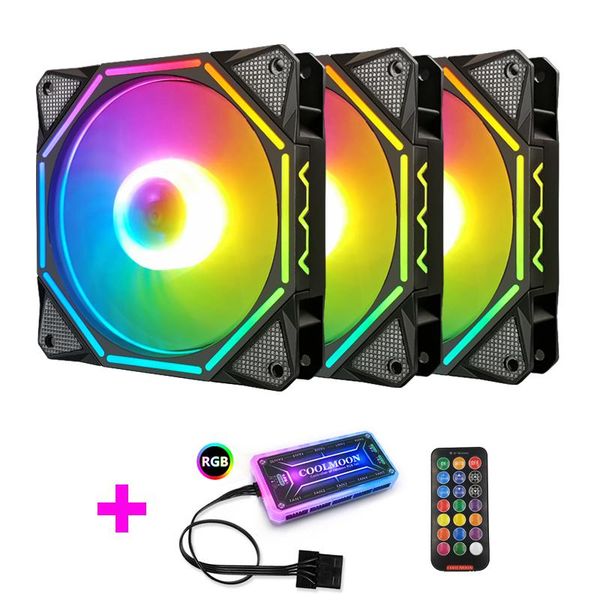 

fans & coolings coolmoon ln2 rgb fan aura sync with ir remote quiet 120mm computer case cpu cooler and radiator